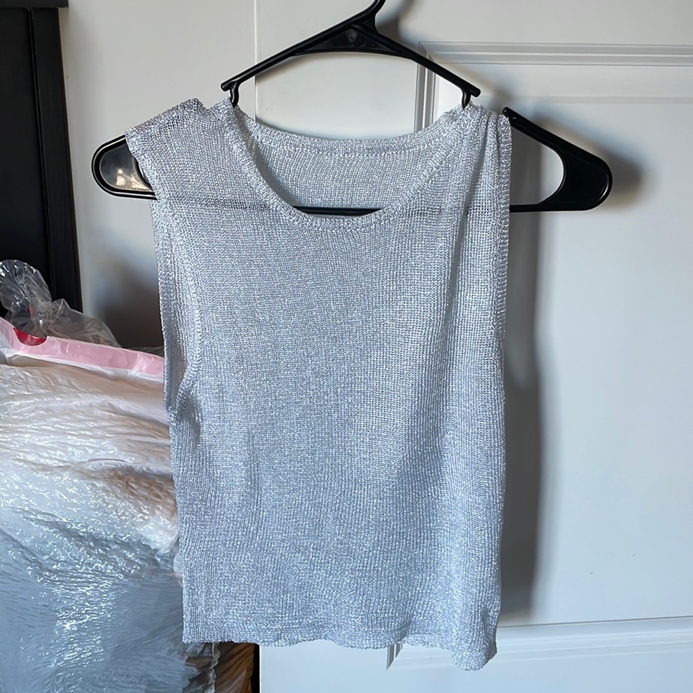 Silver mesh tank top